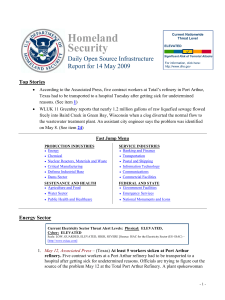 Homeland Security Daily Open Source Infrastructure