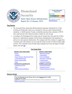 Homeland Security  Daily Open Source Infrastructure