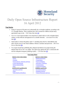 Daily Open Source Infrastructure Report 16 April 2012 Top Stories