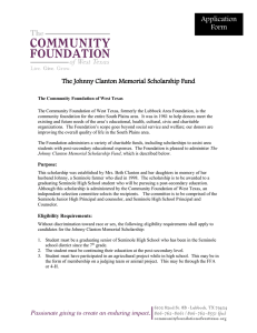 Application Form  The Johnny Clanton Memorial Scholarship Fund
