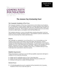 The Autumn Day Scholarship Fund Application Form