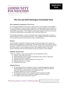 The Don and Sybil Harrington Scholarship Fund Application Form