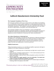 Lubbock Manufacturers Scholarship Fund Application Form