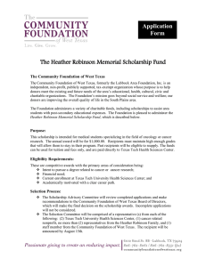 The Heather Robinson Memorial Scholarship Fund Application Form