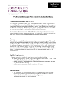 West Texas Paralegal Association Scholarship Fund Application Form