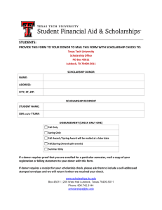 STUDENTS: PROVIDE THIS FORM TO YOUR DONOR TO MAIL THIS FORM...