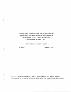 INTERNATIONAL  DIVERSIFICATION  AND  THE  MULTINAT'I ... CORPORATION: AN  INVESTIGATION  OF  PRICE  BEHAVIOR