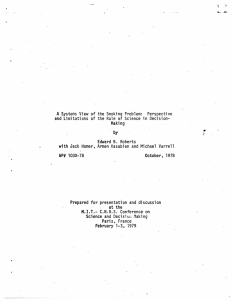 A Systems  View of the  Smoking Problem: ... and Limitations  of the  Role  of ... Decision-