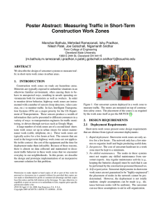 Poster Abstract: Measuring Traffic in Short-Term Construction Work Zones