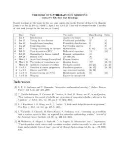 THE ROLE OF MATHEMATICS IN MEDICINE Tentative Schedule and Readings