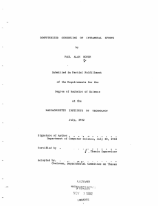 COMPUTERIZED  SCHEDULING  OF  INTRAMURAL SPORTS by