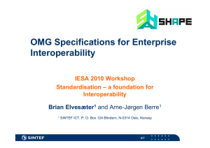 OMG Specifications for Enterprise Interoperability IESA 2010 Workshop Standardisation – a foundation for