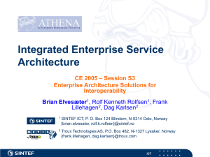 Integrated Enterprise Service Architecture CE 2005 – Session S3 Enterprise Architecture Solutions for