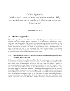 Online Appendix: Institutional characteristics and regime survival: Why