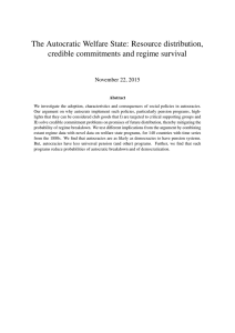 The Autocratic Welfare State: Resource distribution, credible commitments and regime survival