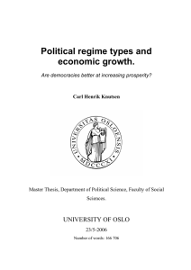 Political regime types and economic growth. UNIVERSITY OF OSLO