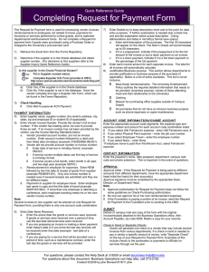 Completing Request for Payment Form Quick Reference Guide