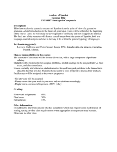 Analysis of Spanish Summer 2002 UNISSIST-Santiago de Compostela Description: