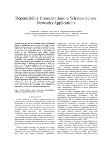 Dependability Considerations in Wireless Sensor Networks Applications