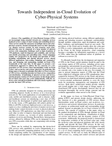 Towards Independent in-Cloud Evolution of Cyber-Physical Systems Amir Taherkordi and Frank Eliassen