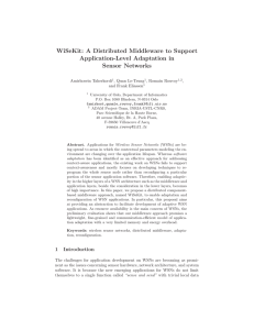 WiSeKit: A Distributed Middleware to Support Application-Level Adaptation in Sensor Networks Amirhosein Taherkordi