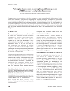 Valuing the Salesperson: Assessing Financial Consequences Journal of Selling