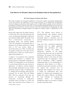 The Impact of Stigma: Negative Stereotypes of Salespeople