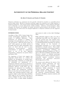 Authenticity in the Personal Selling Context Fall 2006