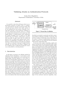 Validating Attacks on Authentication Protocols Anders Moen Hagalisletto Abstract