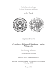 Angelina Ivanova Creating a Bilingual Dictionary using Wikipedia M.Sc. Thesis