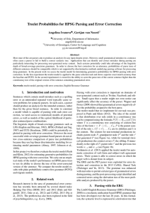 Treelet Probabilities for HPSG Parsing and Error Correction Angelina Ivanova