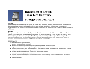 Department of English Texas Tech University Strategic Plan 2011-2020