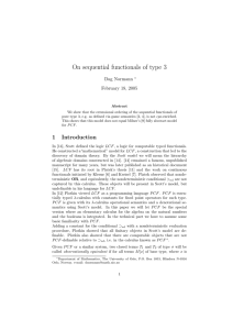 On sequential functionals of type 3 Dag Normann February 18, 2005