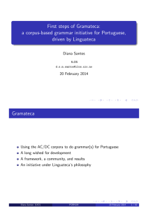 First steps of Gramateca: a corpus-based grammar initiative for Portuguese, Gramateca