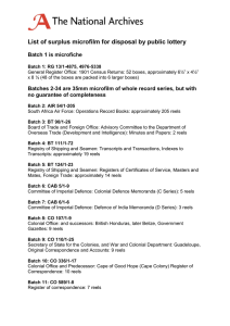 List of surplus microfilm for disposal by public lottery