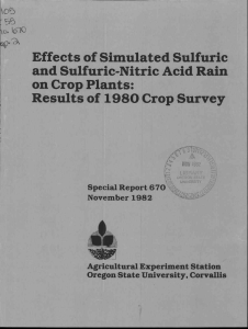 Effects of Simulated Sulfuric and Sulfuric-Nitric Acid Rain on Crop Plants: