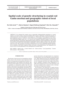 Spatial scale of genetic structuring in coastal cod populations Gadus morhua