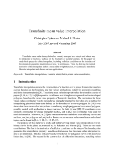Transfinite mean value interpolation Christopher Dyken and Michael S. Floater