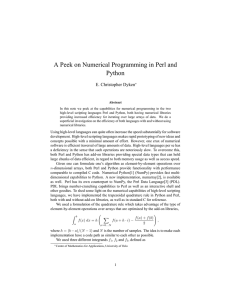 A Peek on Numerical Programming in Perl and Python E. Christopher Dyken