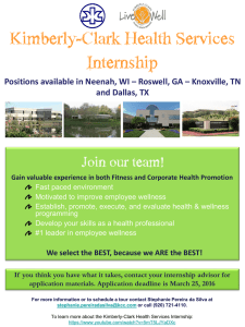 Kimberly-Clark Health Services Internship Join our team!