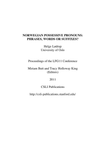 Helge Lødrup University of Oslo Proceedings of the LFG11 Conference