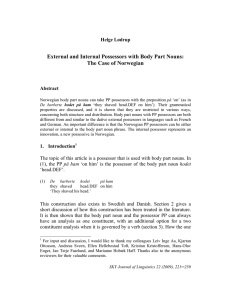 External and Internal Possessors with Body Part Nouns: Helge Lødrup Abstract