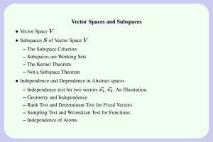 Vector Spaces and Subspaces • V S