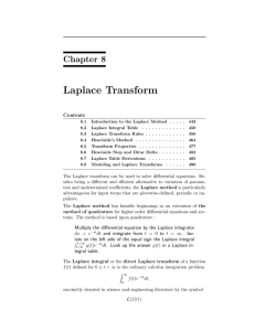 Laplace Transform Chapter 8 Contents