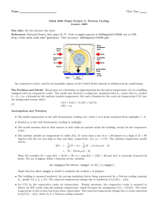 Name Class Time Math 2250 Maple Project 2: Newton Cooling