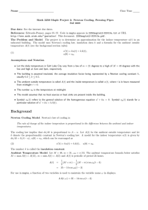 Name Class Time Math 2250 Maple Project 2: Newton Cooling, Freezing Pipes