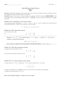 Name Class Time Math 2250 Extra Credit Problems Chapter 7
