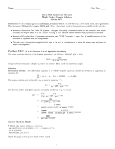 Name Class Time Math 2250, Numerical Methods Maple Project Sample Solution