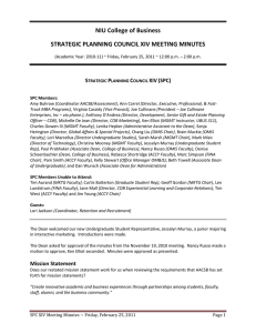 NIU College of Business STRATEGIC PLANNING COUNCIL XIV MEETING MINUTES S P
