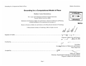 Grounding for a Computational  Model  of Place SEP 2006 14